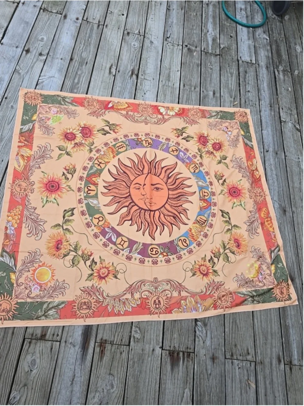 Sun Zodiac Astrology Signs Fabric Panel 58x51 Wall Decor Table Cloth Hone Decor